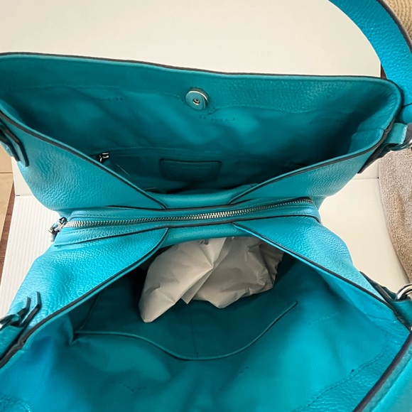 NWT Rare Coach Edie 31 Turquoise Pebbled Leather Satchel Shoulder Bag - Picture 8 of 15
